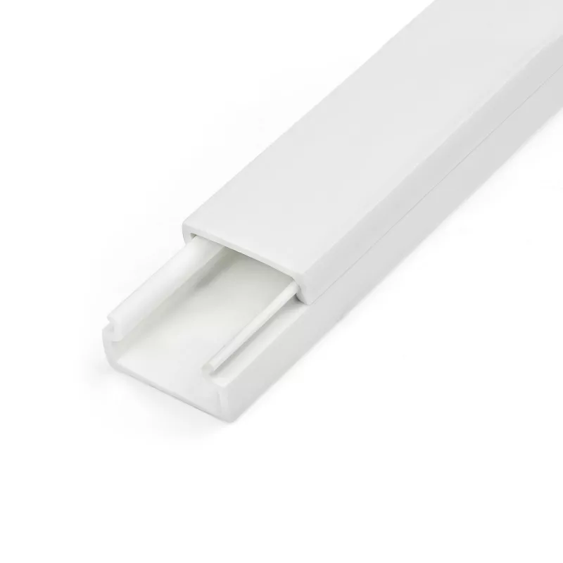 StarTech.com Canaleta sólida para cables con cinta adhesiva y tapa, 19 mm ancho x 11 mm alto – 1 m de longitud, PVC ocultación de cables de red/alimentación/canaleta de pared, máx. 6 cables, certificado UL