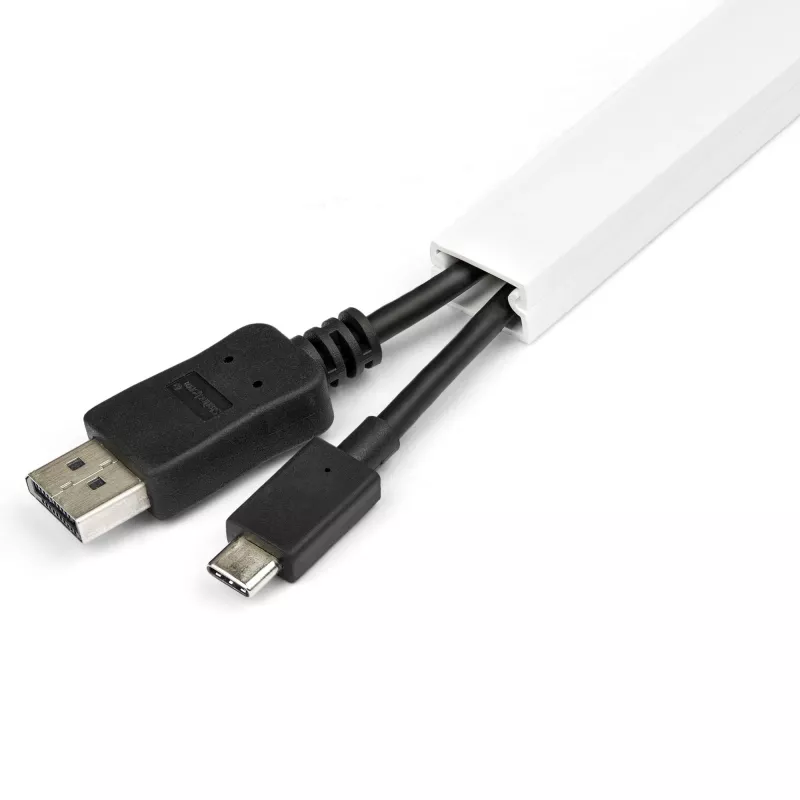 StarTech.com Canaleta sólida para cables con cinta adhesiva y tapa, 19 mm ancho x 11 mm alto – 1 m de longitud, PVC ocultación de cables de red/alimentación/canaleta de pared, máx. 6 cables, certificado UL