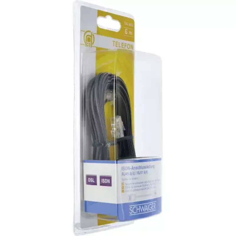 Cable de red Schwaiger 6,0 m RJ-11 - RJ-45 6 m negro