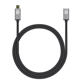 Techly cable USB 3.2 Gen 2 USB-C M/H 1 m negro, 1 m, USB C, USB C, USB 3.2 Gen 2 (3.1 Gen 2), 10 Gbit/s, negro, gris