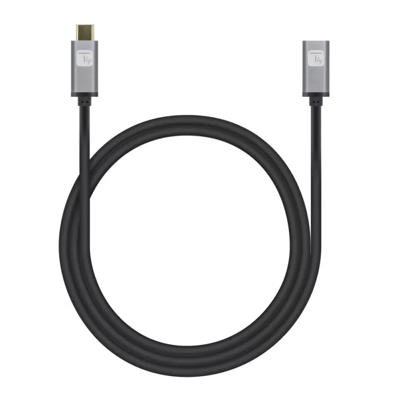 Techly cable USB 3.2 Gen 2 USB-C M/H 1 m negro, 1 m, USB C, USB C, USB 3.2 Gen 2 (3.1 Gen 2), 10 Gbit/s, negro, gris