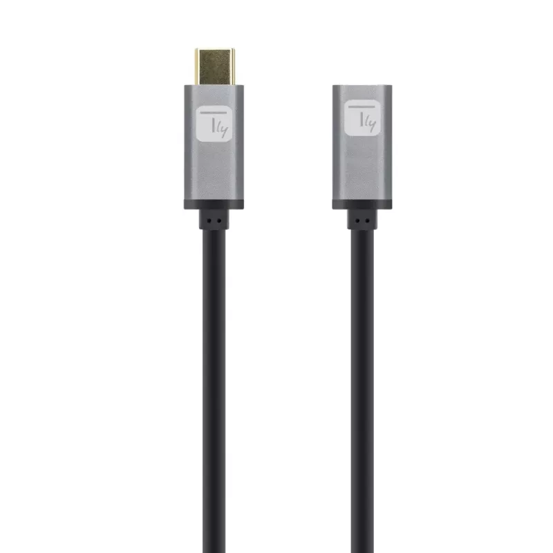 Techly cable USB 3.2 Gen 2 USB-C M/H 1 m negro, 1 m, USB C, USB C, USB 3.2 Gen 2 (3.1 Gen 2), 10 Gbit/s, negro, gris