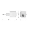 Cargador de pared UE d bramante re-charge Pro — USB‑C 25W + USB‑A 18W, 110–240V, interior, blanco