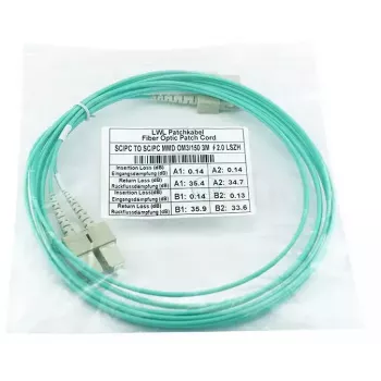 Cable de parcheo de fibra óptica dúplex BlueOptics SC-SC OM3 2 metros 2 m Macho/Macho