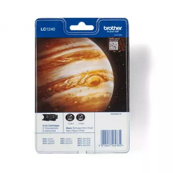 Pack de cartuchos de tinta Brother: Negro x2, rendimiento estándar, Negro, tinta pigmentada, 600 páginas, multipack