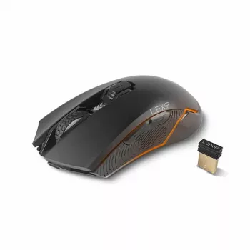 Lexip Ar18 – Ratón gaming inalámbrico con patines cerámicos, diseño para diestros, óptico, RF Wireless + USB Type-A, 4800 DPI, Negro