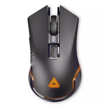 Lexip Ar18 – Ratón gaming inalámbrico con patines cerámicos, diseño para diestros, óptico, RF Wireless + USB Type-A, 4800 DPI, Negro
