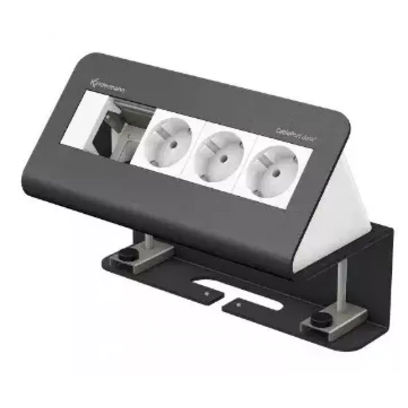 Toma de conexión de mesa tipo F Kindermann 7430000073 Gris Blanco