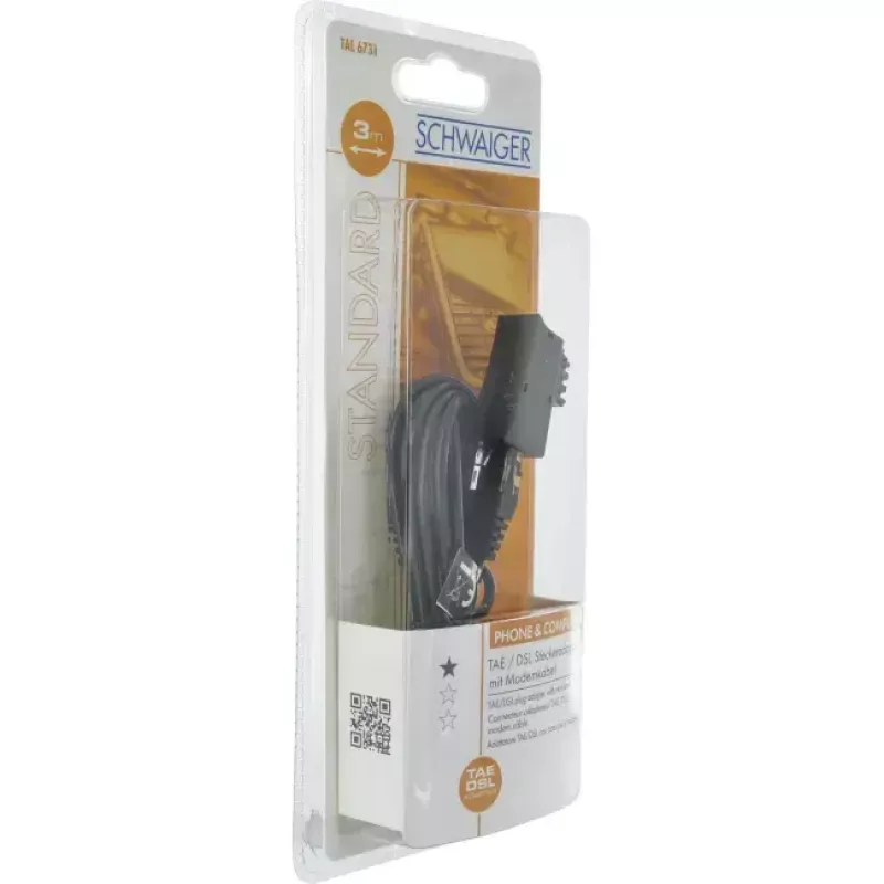 Cable de red Schwaiger TAL6731 533 RJ45 RJ45/TAE-F 3m Negro