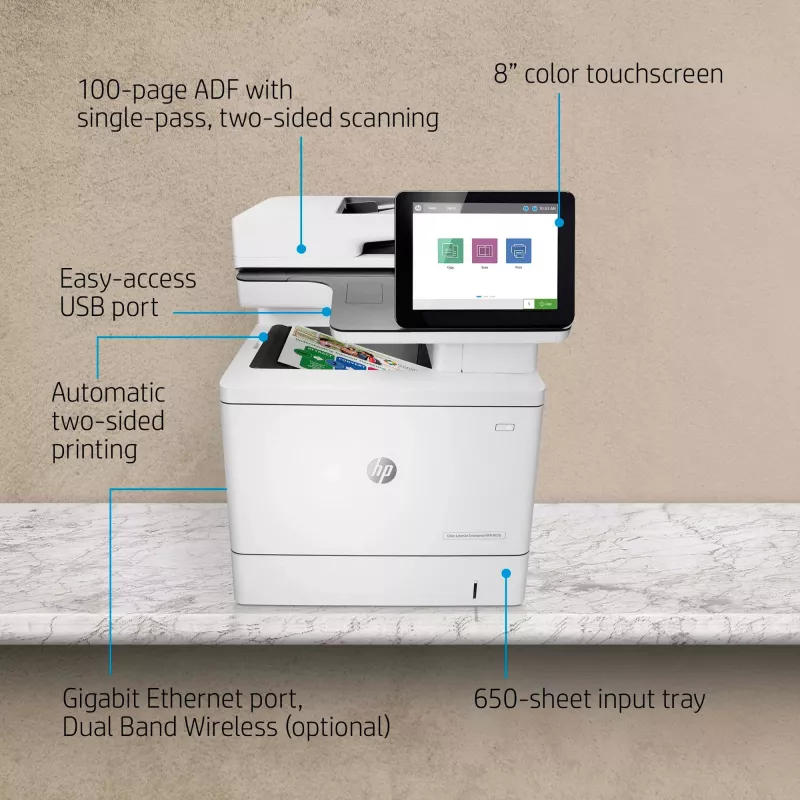 HP Color LaserJet Enterprise MFP M578dn, láser, impresión en color, 1200 x 1200 DPI, A4, impresión directa, blanco