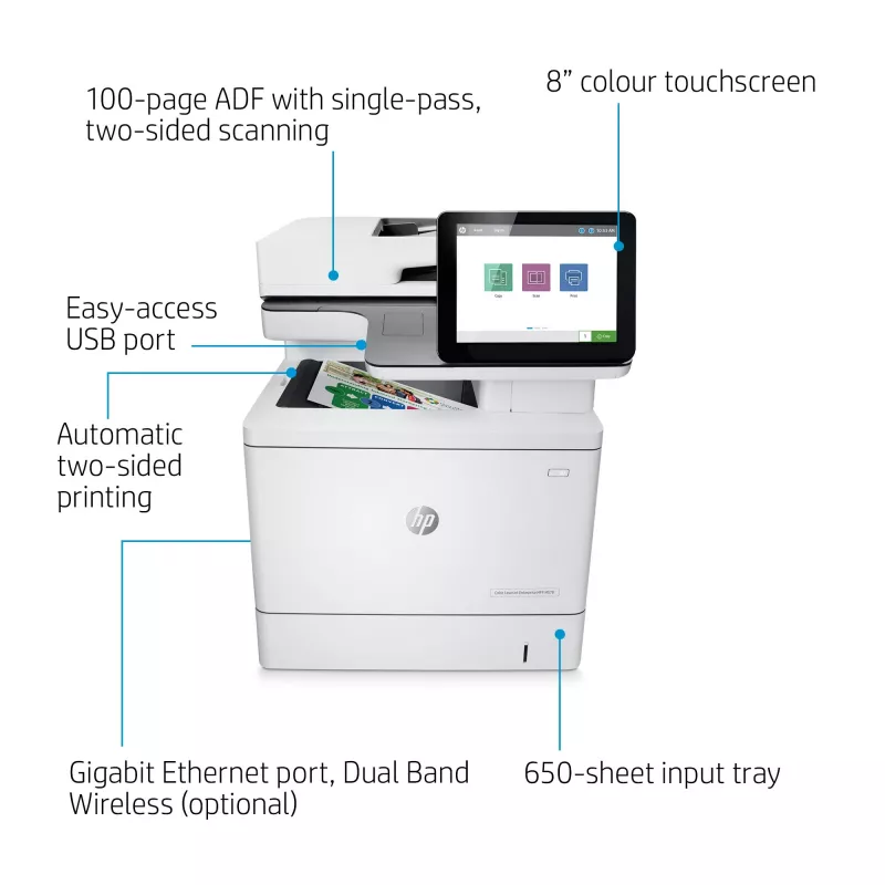 HP Color LaserJet Enterprise MFP M578dn, láser, impresión en color, 1200 x 1200 DPI, A4, impresión directa, blanco