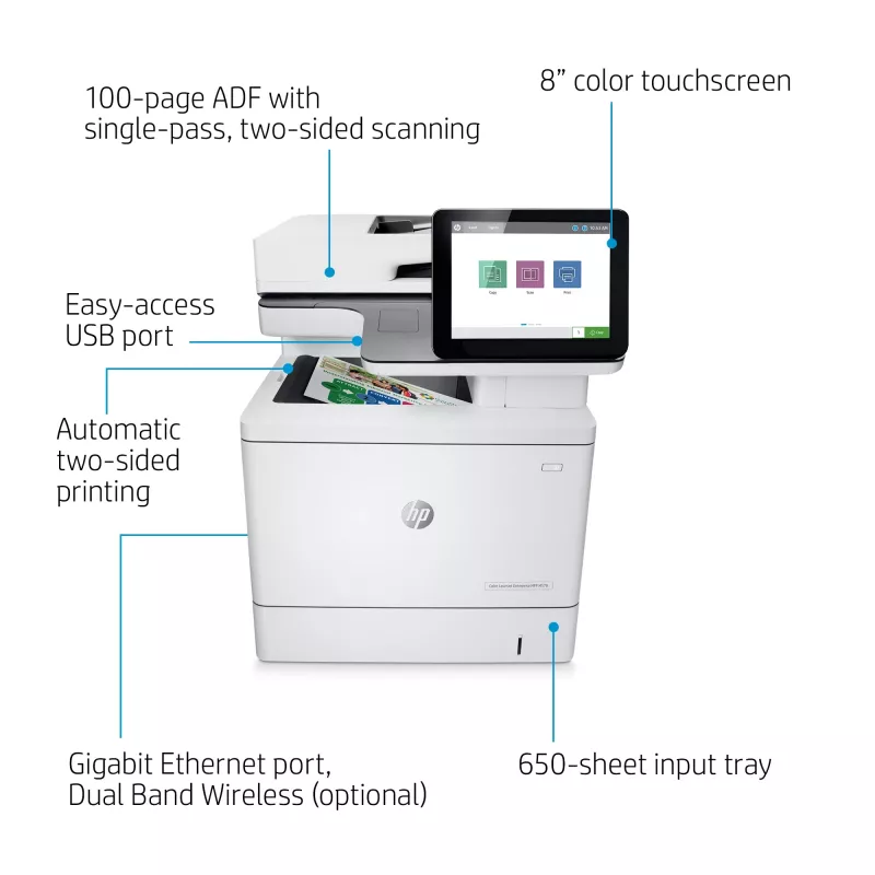 HP Color LaserJet Enterprise MFP M578dn, láser, impresión en color, 1200 x 1200 DPI, A4, impresión directa, blanco