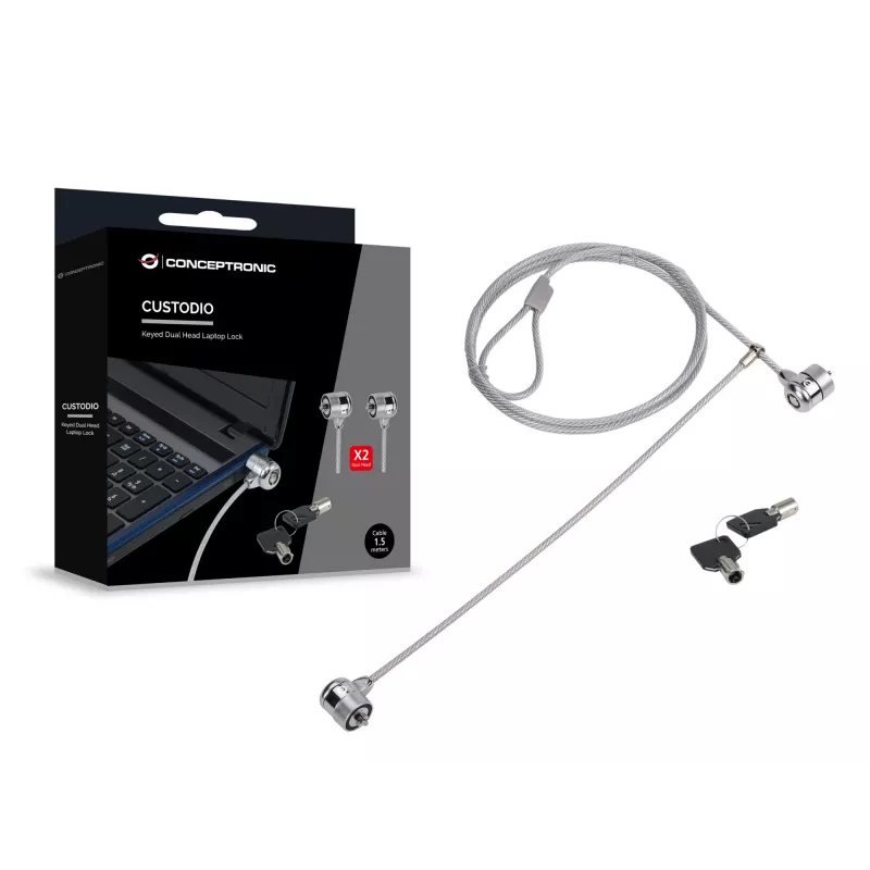 Candado para portátil Conceptronic CNBSLOCK15T 1,5 m plata 2 llaves