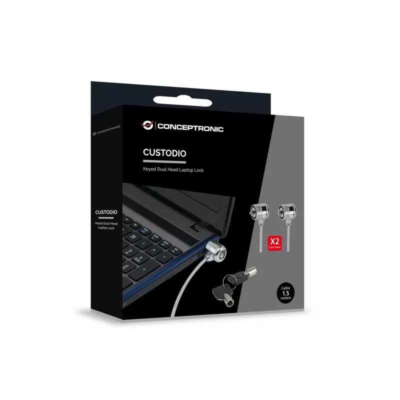 Candado para portátil Conceptronic CNBSLOCK15T 1,5 m plata 2 llaves