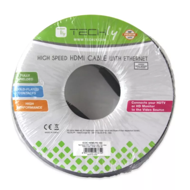 Cable HDMI High Speed con Ethernet Techly 25 m A/A M/M negro ICOC HDMI-4-250