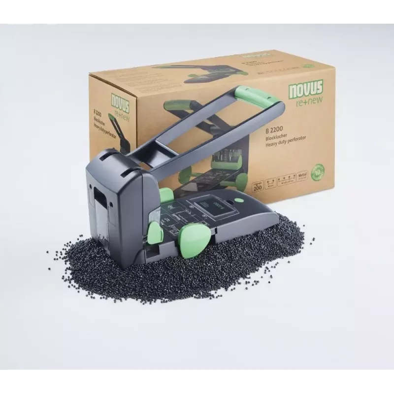 Perforadora Novus B 2200 re+new 200 hojas Negro Verde