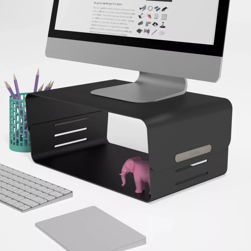 Dataflex Addit Bento® elevador de monitor - ajustable 123, independiente, 20 kg, regulación de altura, negro
