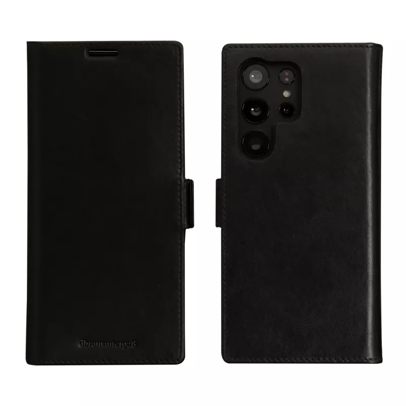 Funda tipo cartera dbramante1928 Lynge para Samsung Galaxy S23 Ultra — negra, 3 compartimentos para tarjetas, compatible con 6,8