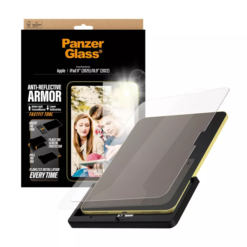 Protector de pantalla PanzerGlass Anti-Reflective Armor para iPad 11 pulgadas (2025-2026) / 10.9 pulgadas (2022) Ultra-Wide Fit con herramienta Fastfit