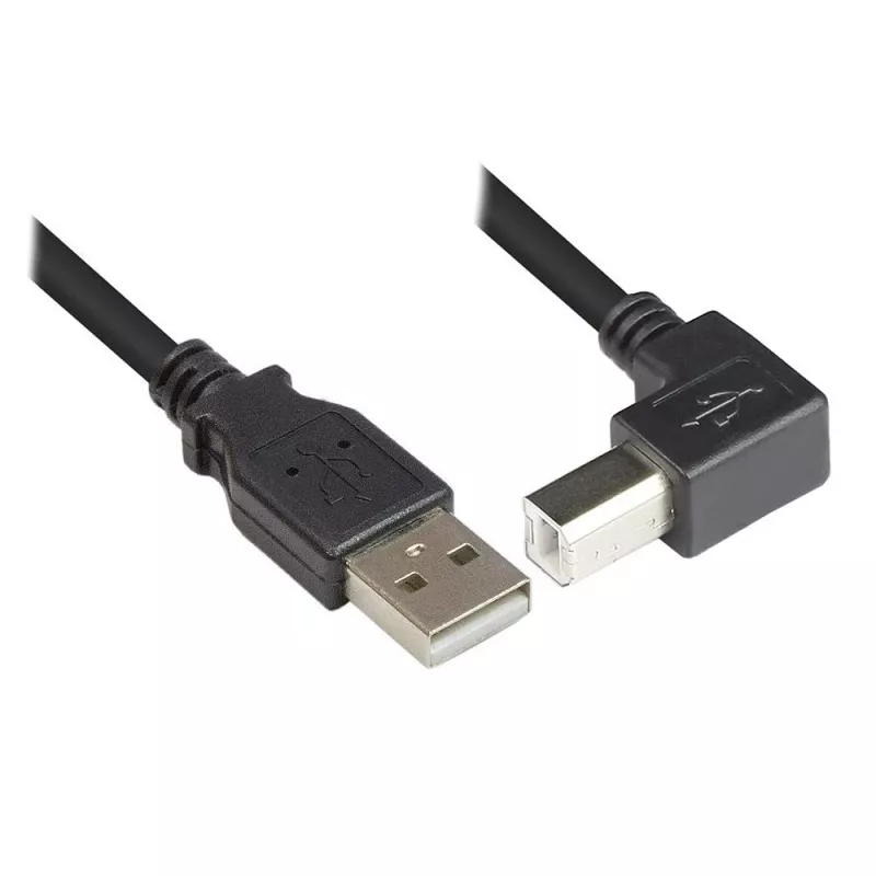Cable USB 2.0 Techly conector macho A / conector macho B en ángulo 2m ICOC U-AB-20-ANG