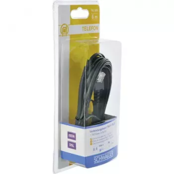 Cable Schwaiger 6,0 m RJ-12 - TAE-F 6 m negro