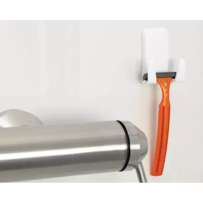 Soporte de afeitadora Tesa Powerstrips Waterproof Wave, soporte autoadhesivo para baño, diseño impermeable, blanco