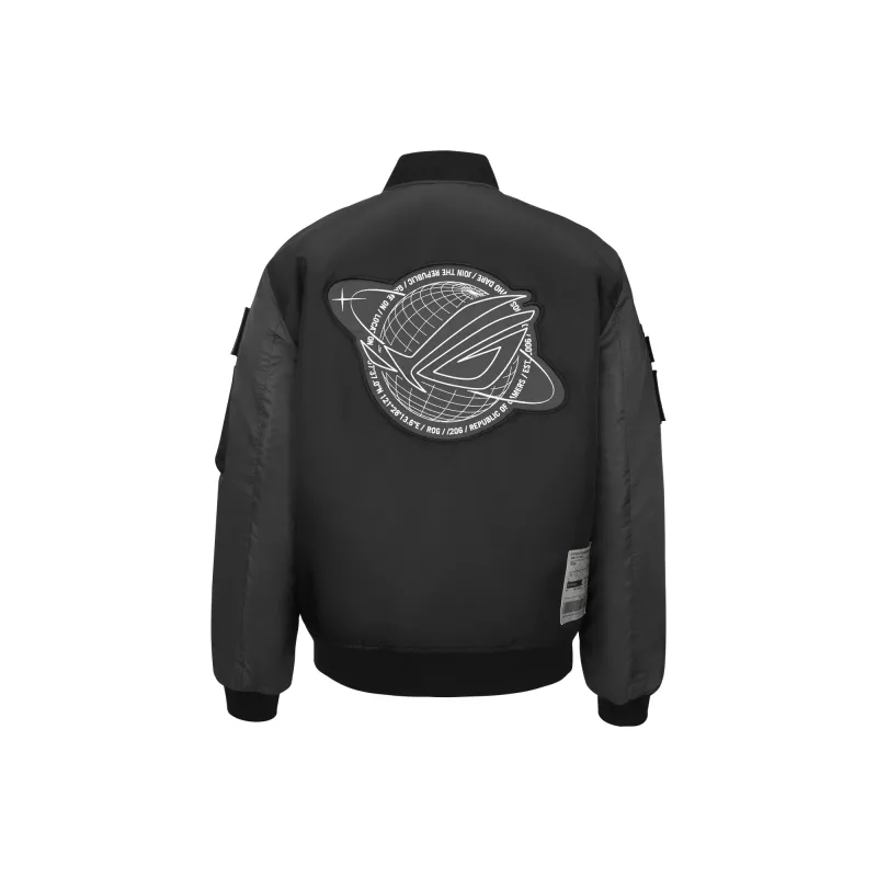 Chaqueta bomber ASUS ROG Cosmic Bomber hombre corte regular manga larga negro gris
