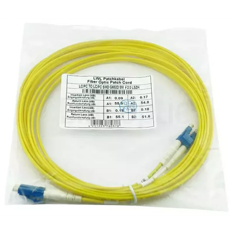 Cable de conexión de fibra óptica BlueOptics SFP3131BU1MK 1 m G.657.A1 LC–LC 9 µm dúplex completo amarillo