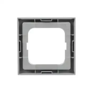Marco embellecedor Busch-Jaeger 1721-183K plata – termoplástico, sin tornillos, 80×80 mm, 11 mm