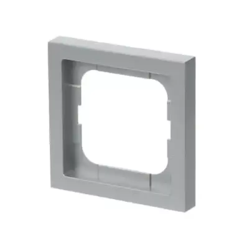 Marco embellecedor Busch-Jaeger 1721-183K plata – termoplástico, sin tornillos, 80×80 mm, 11 mm