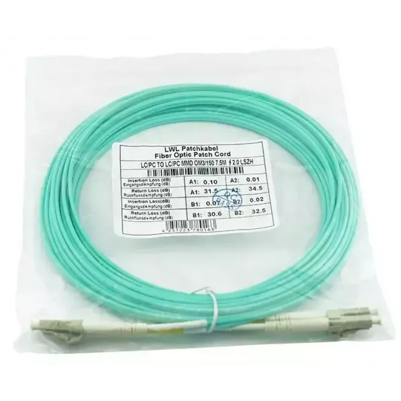 BlueOptics 050502T512000001M-BO Cable de conexión de fibra óptica dúplex (compatible con Corning), LC-UPC/LC-UPC, multimodo OM3 50/125 µm, 1 m