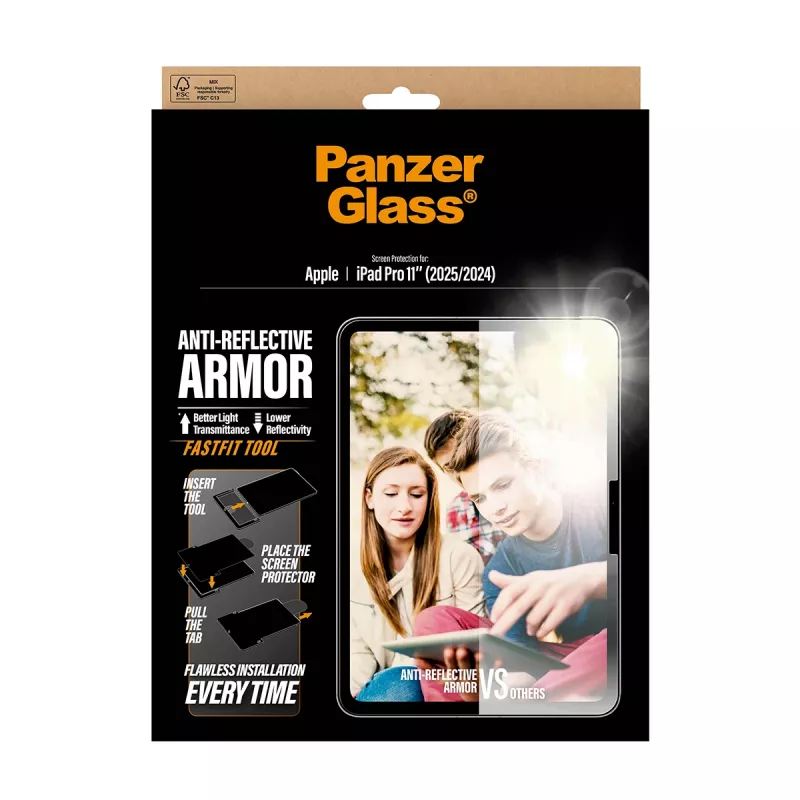 PanzerGlass ® Anti-Reflective Armor protector de pantalla iPad Pro 11 pulgadas (2024-2025) | Ultra-Wide Fit con herramienta FastFit