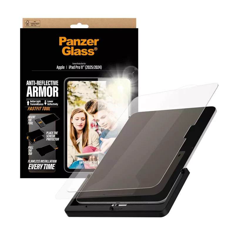PanzerGlass ® Anti-Reflective Armor protector de pantalla iPad Pro 11 pulgadas (2024-2025) | Ultra-Wide Fit con herramienta FastFit