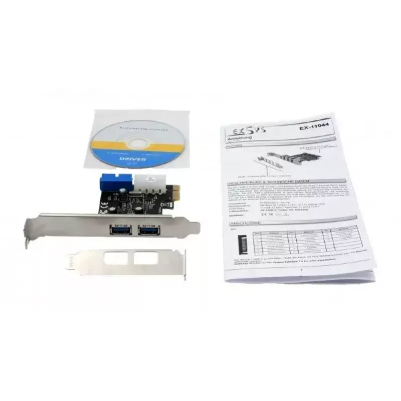 EXSYS EX-11049 adaptador PCIe USB 3.2 Gen 1 interno negro plata