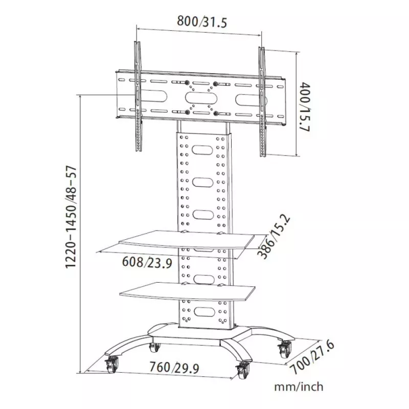 Soporte para pantalla de señalización Techly ICA-TR8 177,8 cm (70 inch) negro