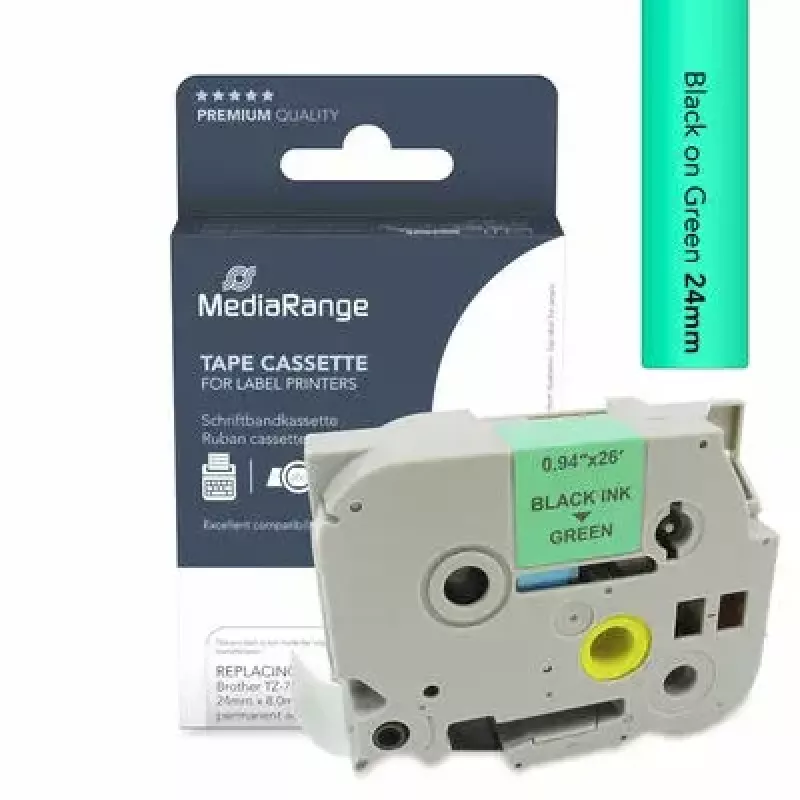 Cinta para impresora MediaRange MRBTZ751 negra 2,4 cm 8 m