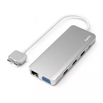 Hama 00200133 dock/replicador de puertos para portátil USB 3.2 Gen 1 (3.1 Gen 1) Type-C plateado, blanco