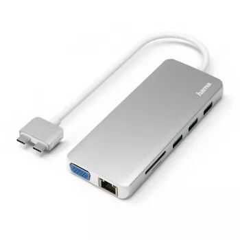 Hama 00200133 dock/replicador de puertos para portátil USB 3.2 Gen 1 (3.1 Gen 1) Type-C plateado, blanco