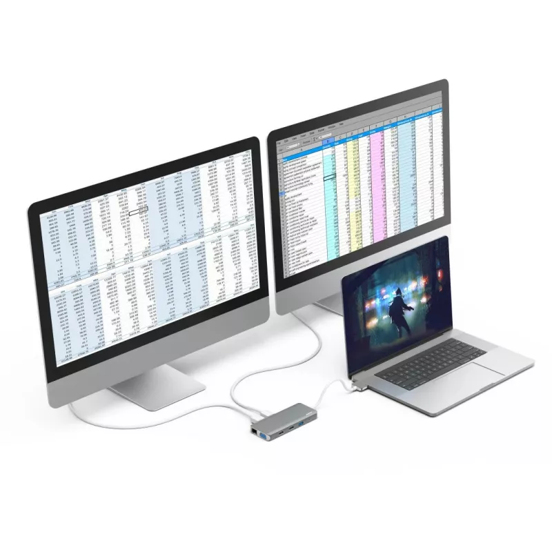 Hama 00200133 dock/replicador de puertos para portátil USB 3.2 Gen 1 (3.1 Gen 1) Type-C plateado, blanco