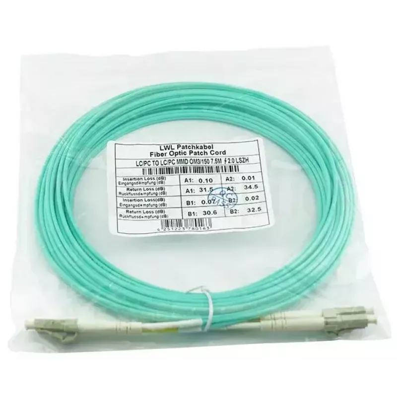 BlueOptics 050502T512000003M-BO Cable de conexión de fibra óptica dúplex (compatible con Corning), LC-UPC/LC-UPC, multimodo OM3 50/125 µm, 3 m