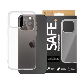 PanzerGlass SAFE. by ® funda TPU transparente iPhone 15 Pro Max