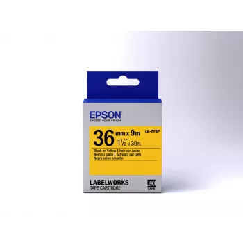 Cartucho de etiquetas Epson Pastel LK-7YBP negro/amarillo 36mm (9m), negro sobre amarillo, Japón, LabelWorks LW-1000P, LW-900P, 3,6 cm, 9 m, 1 ud.