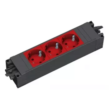 Regleta de enchufes Bachmann STEP BASE 3 tomas, 250 V 16 A, carcasa de plástico, IP20, roja, 52×230×44 mm