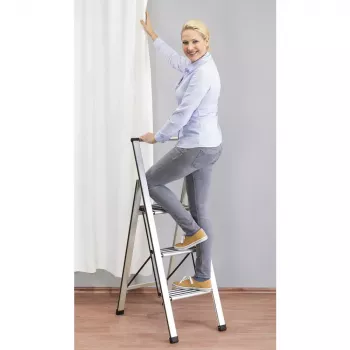 Escalera doméstica Wenko 601011100 escalera de peldaños plegable diseño aluminio 2 peldaños