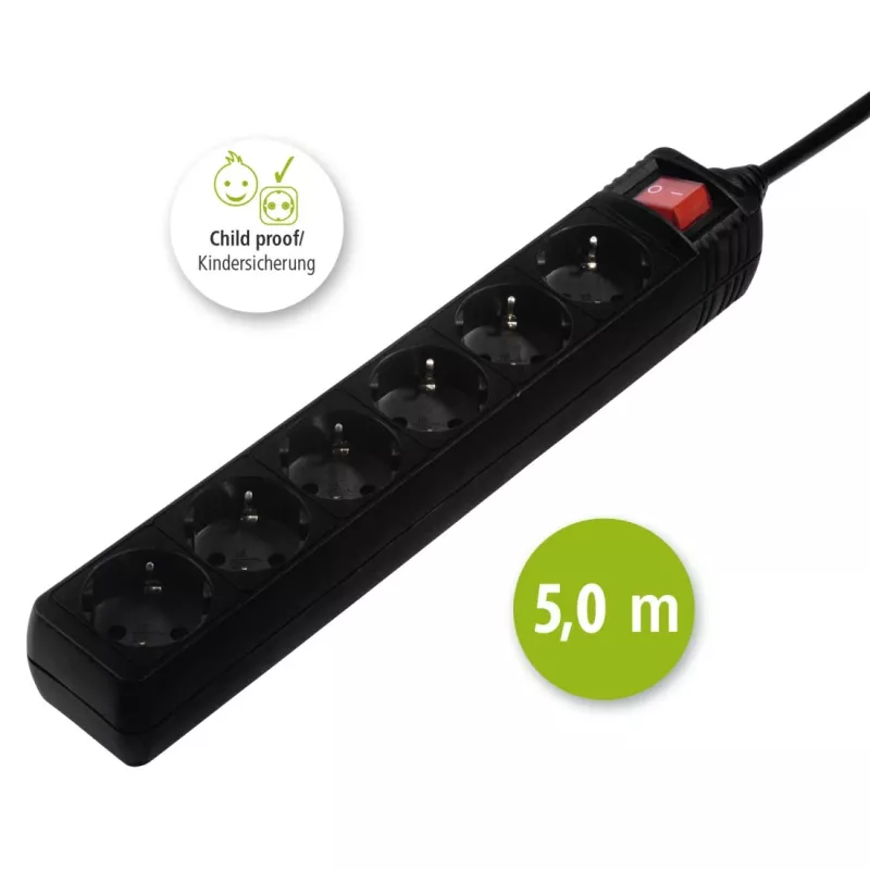 Hama 137266 Regleta de enchufes 6 salidas AC Interior Negro