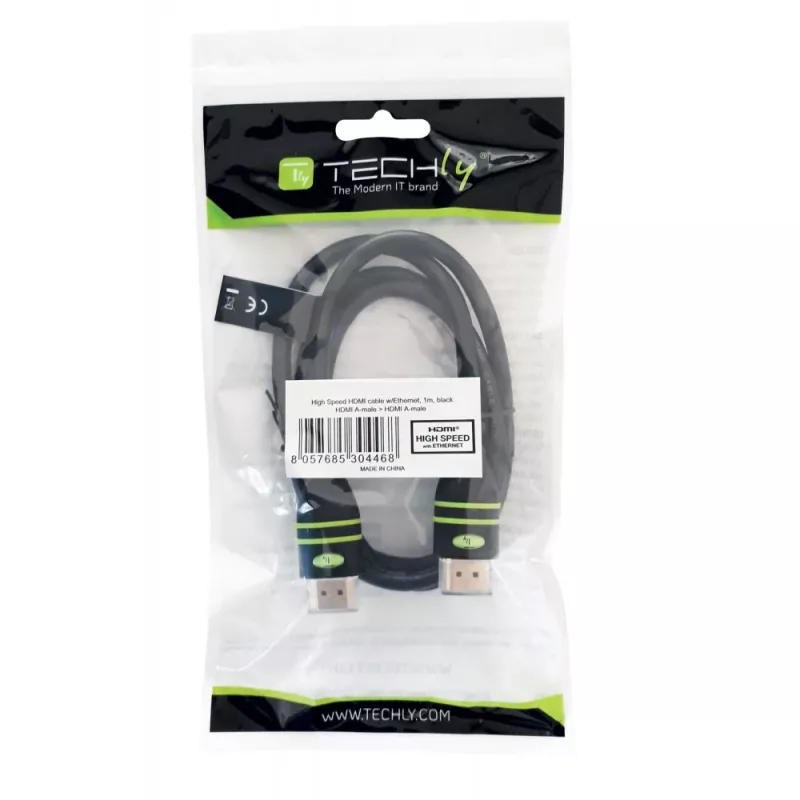 Cable HDMI Techly 0,5 m High-Speed con Ethernet A/A M/M negro ICOC HDMI-4-005