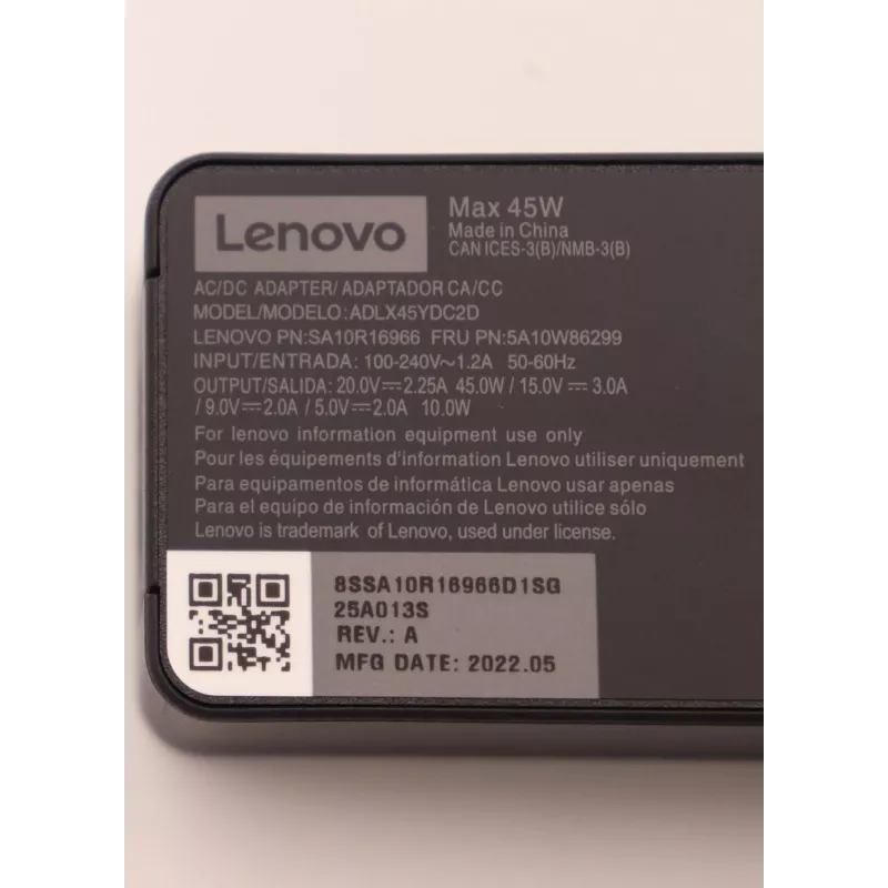 Lenovo 5A10W86299 adaptador de corriente interior 45 W negro