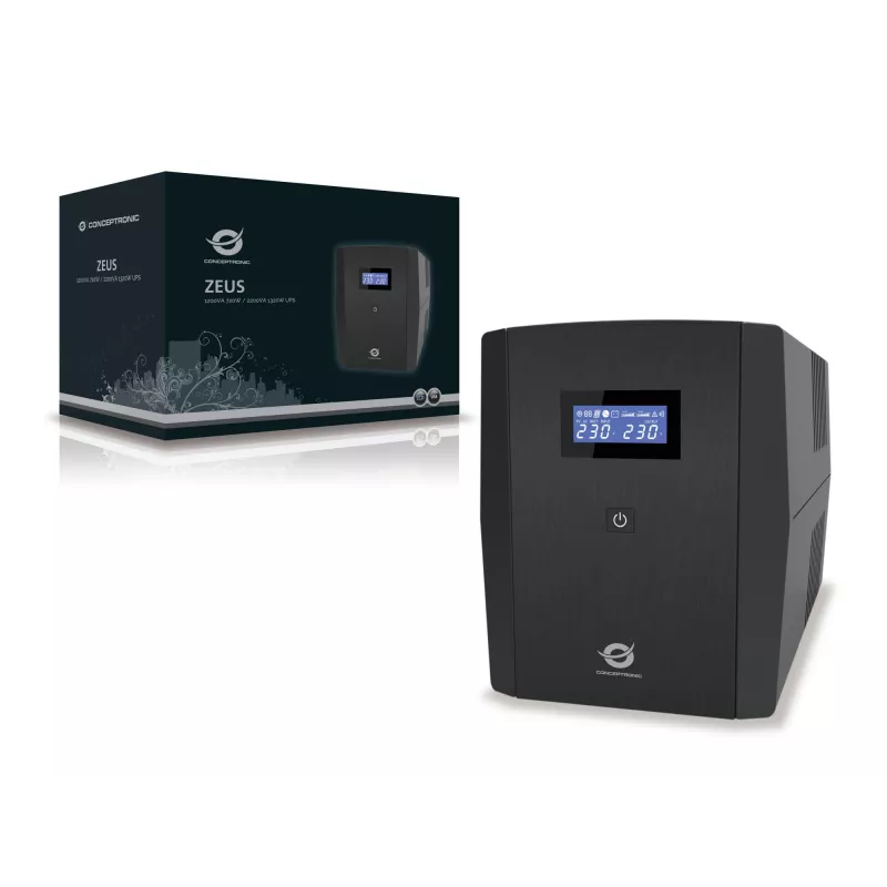 Conceptronic ZEUS 2200VA 1320W SAI, toma IEC + Schuko, línea interactiva, 2,2 kVA, 1320 W, 220 V, 240 V, 220 V