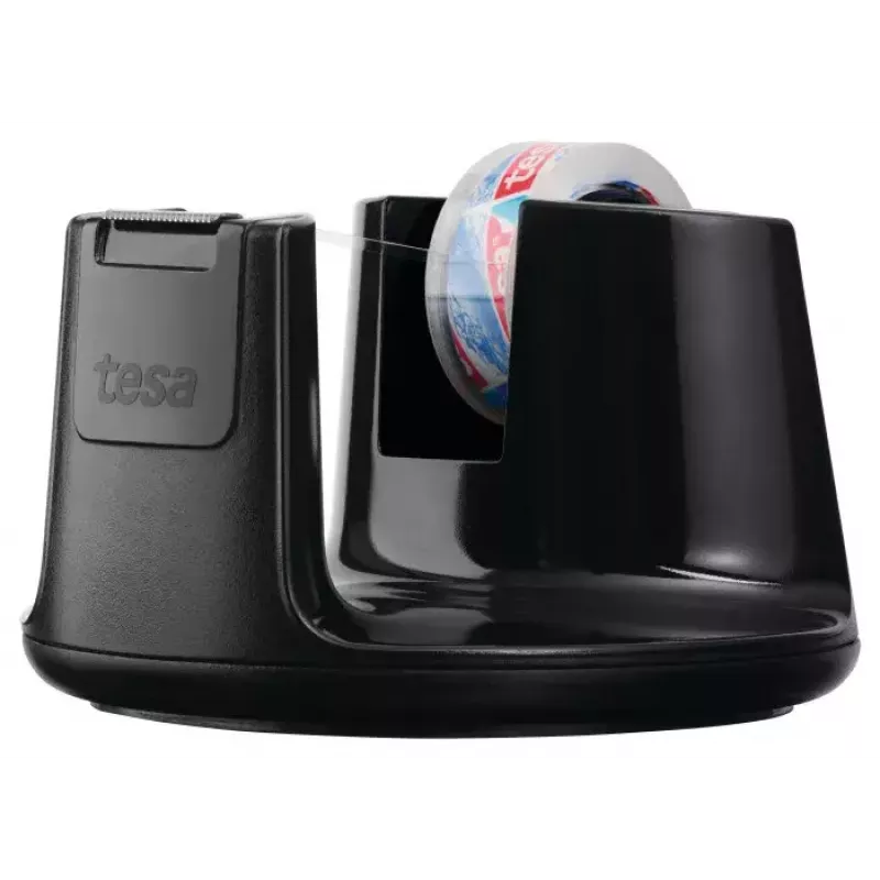 tesa Easy Cut Compact Dispensador de sobremesa 53827, negro, con película