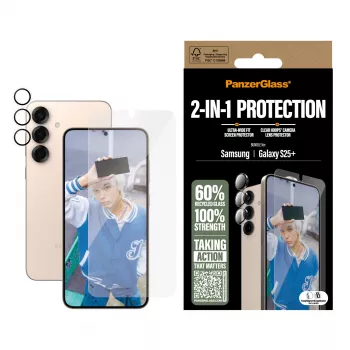 PanzerGlass pack de protección 2 en 1 Samsung Galaxy S25+ resistente a arañazos y golpes